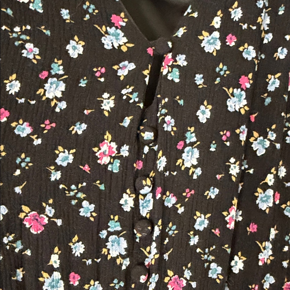 Torrid Sleeveless Black Floral Maxi Dress with Pink Accents - Picture 3 of 7